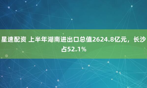 星速配资 上半年湖南进出口总值2624.8亿元，长沙占52.1%
