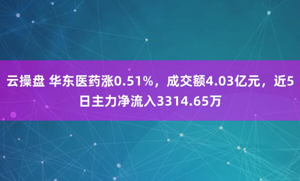 云操盘 华东医药涨0.51%，成交额4.03亿元，近5日主力净流入3314.65万
